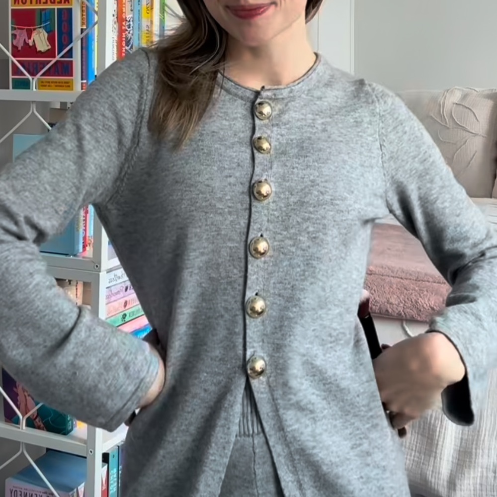 Sincerely Jules Split Front Cardigan Gray Medium